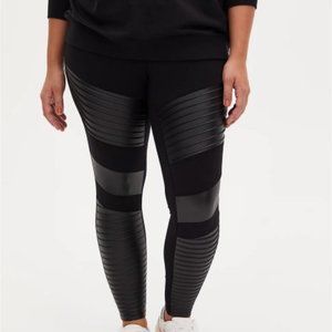 Torrid Black Mixed Moto Platinum Leggings New 4x